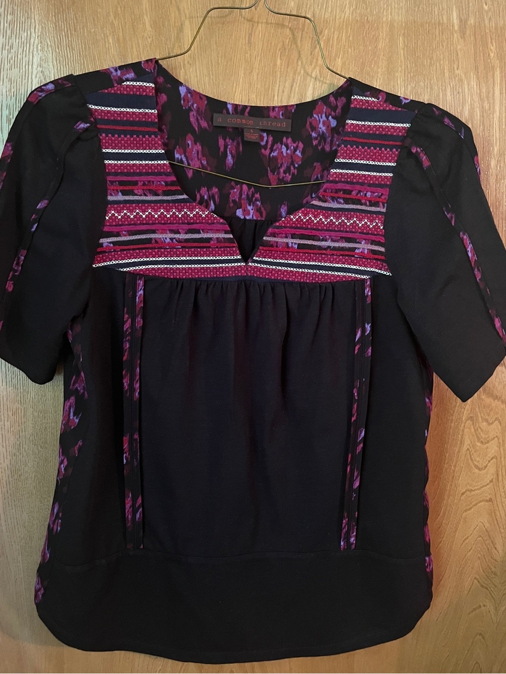 Sz S Anthropologie A Common Thread Indian Batik Embroidered Shirt